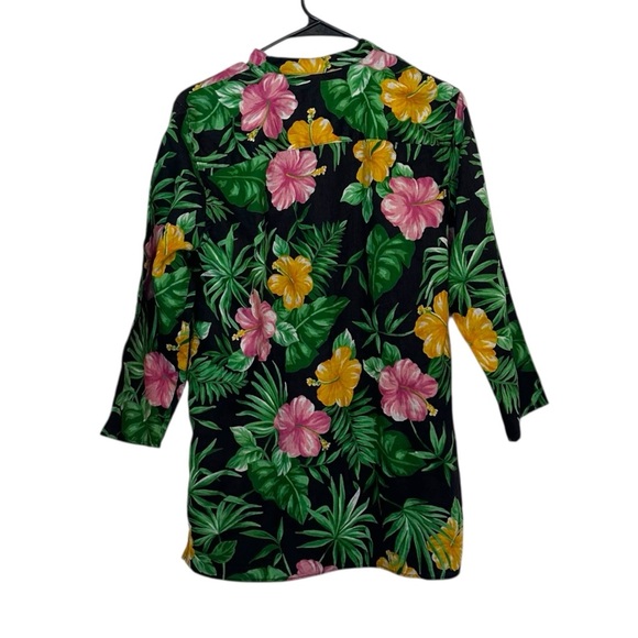Lauren Ralph Lauren 2000s Hibiscus Button Closure Shirt Size M 100% Linen - Picture 2 of 7